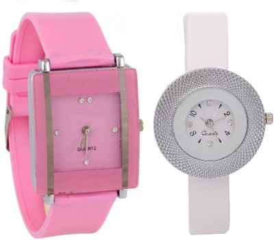 KNACK Pink square shape simple and professional glory and white glory round beautiful techture on dial Watch  - For Girls   Watches  (KNACK)