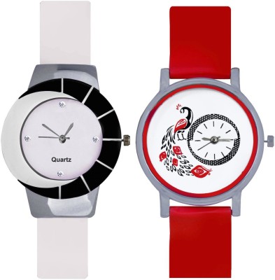 KNACK Black white different design beautiful with Red glory designer and beatiful peacock fancy women Watch  - For Girls   Watches  (KNACK)