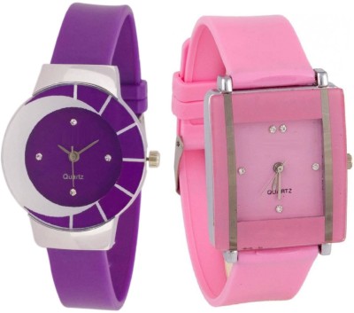 KNACK White purple different design beautiful watch with Pink square shape simple and professional women Watch  - For Girls   Watches  (KNACK)