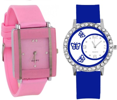KNACK Pink square shape simple and professional glory and blue butterfly crystals studded beautiful and fancy women Watch  - For Girls   Watches  (KNACK)