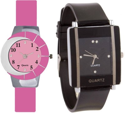 KNACK Pink and white multicolor glass fancy glory and Black square shape simple and professional women Watch  - For Girls   Watches  (KNACK)