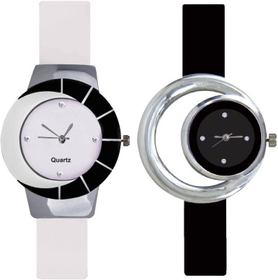 KNACK Black white different design beautiful with Black round ring new simple and attractive women Watch  - For Girls   Watches  (KNACK)