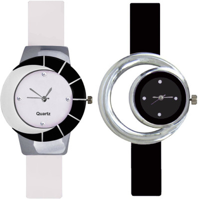 View KNACK Black white different design beautiful with Black round ring new simple and attractive women Watch  - For Girls Wrist Watches Price Online(KNACK)