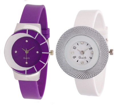 KNACK White purple different design beautiful watch with white glory round beautiful techture on dial Watch  - For Girls   Watches  (KNACK)