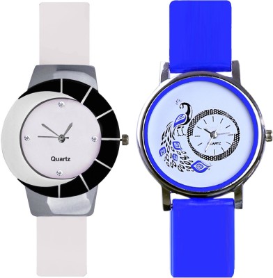 KNACK Black white different design beautiful with blue glory designer and beatiful peacock fancy women Watch  - For Girls   Watches  (KNACK)