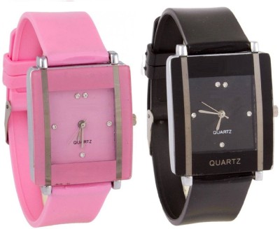 KNACK Pink and Black square shape simple and professional women Watch  - For Girls   Watches  (KNACK)