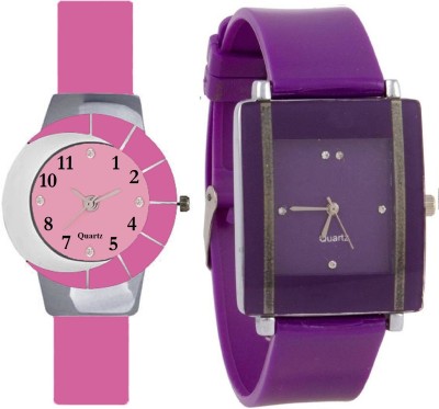 KNACK Pink and white multicolor glass fancy glory and Purple square shape simple and professional women Watch  - For Girls   Watches  (KNACK)