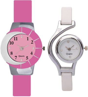 KNACK Pink and white multicolor glass fancy glory and glory round different shape white women Watch  - For Girls   Watches  (KNACK)