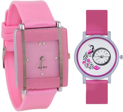 KNACK Pink square shape simple and professional glory and pink glory designer and beatiful peacock fancy women Watch  - For Girls   Watches  (KNACK)