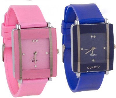 KNACK Pink and Blue square shape simple and professional women Analog Watch  - For Girls   Watches  (KNACK)