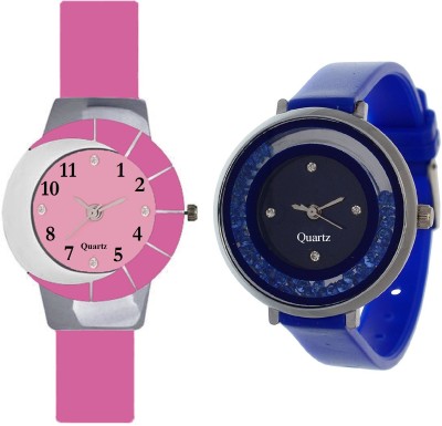 KNACK Pink and white multicolor glass fancy glory and movable crystals in dial fancy and attractive blue women Watch  - For Girls   Watches  (KNACK)