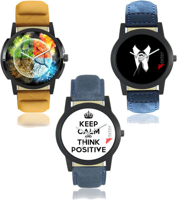 View Shivam Retail FX-M-402-403-405 Foxter Attractive Dial Color And Designer Leather Strap Limited Adition Pack of 3 Watch  - For Men Wrist Watches Price Online(Shivam Retail)