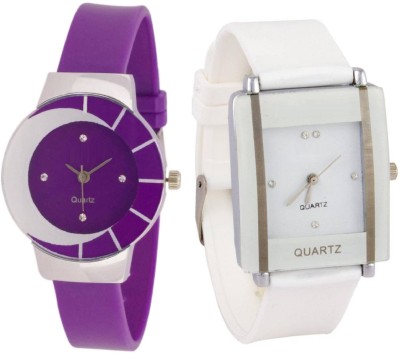 KNACK White purple different design beautiful watch with White square shape simple and professional women Watch  - For Girls   Watches  (KNACK)