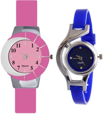 KNACK Pink and white multicolor glass fancy glory and glory round different shape blue women Watch  - For Girls   Watches  (KNACK)