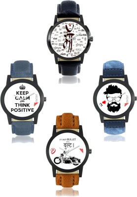 Shivam Retail FX-M-401-405-406-407 Foxter Attractive Dial Color And Designer Leather Strap Limited Adition Pack of 4 Watch  - For Men   Watches  (Shivam Retail)