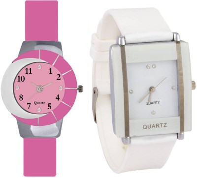 KNACK Pink and white multicolor glass fancy glory and White square shape simple and professional women Watch  - For Girls   Watches  (KNACK)