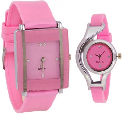 KNACK Pink square shape simple and professional glory and glory round different shape pink women Watch  - For Girls   Watches  (KNACK)