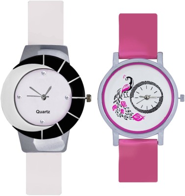 KNACK Black white different design beautiful with pink glory designer and beatiful peacock fancy women Watch  - For Girls   Watches  (KNACK)
