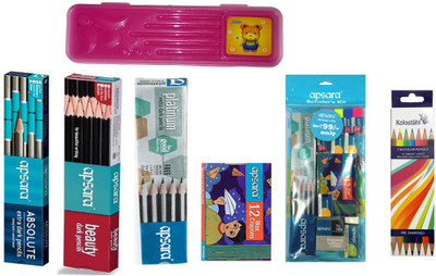 

Apsara Combo Pack of 10 Absolute Pencil + 10 Beauty Pencil + 10 Platinum pencil + 1 Set Of 12 Wax Crayons + 1 Scholar's Kit + KOLOSTAHL 7 BI-COLOUR PENCIL