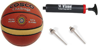 

Cosco Combo of 3, Challenge Basketball Size-, Vixen pump, And Needle Basketball - Size: (Pack of 1, Multicolor, Orange