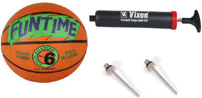 

Cosco Combo of 3, 1 Funtime Basketball Size-, 1 Vixen Pump, And Needle Basketball - Size: (Pack of 1, Multicolor, Orange & green