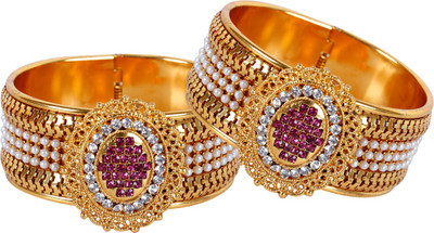 Styylo Jewels Alloy Cubic Zirconia Gold-plated Bangle Set(Pack of 2)