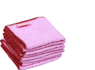 

Mumma's Touch Cotton 400 GSM Bath Towel(Pack of 4, Pink), Pink - red border