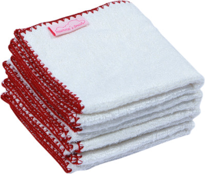 Mumma's Touch Cotton 400 GSM Bath Towel(Pack of 4, White), Off white - red border