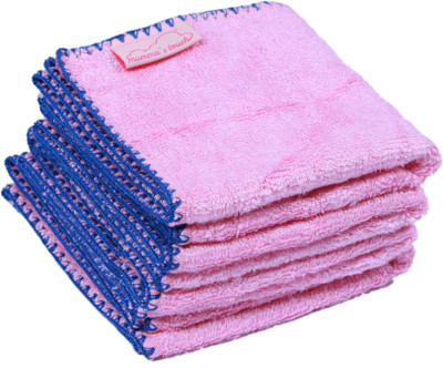 

Mumma's Touch Cotton 400 GSM Bath Towel(Pack of 4, Pink), Pink - blue border