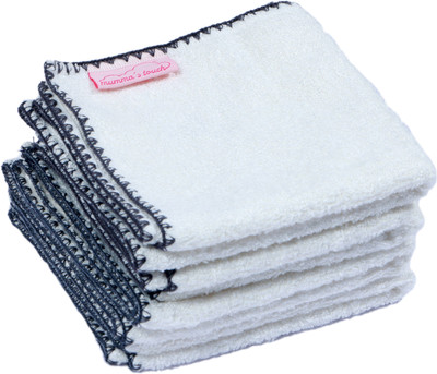 

Mumma's Touch Cotton 400 GSM Bath Towel(Pack of 4, White), Off white - grey border