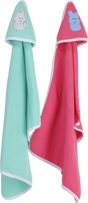 

First Trend Cartoon  Hooded Baby Blanket(Polyester, Pink, seaGreen
