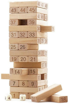 

Munchkinz 48 Pieces Numbered Wooden Jenga Blocks(Brown)