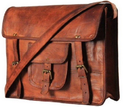

craftshades Handmade leather bag Medium Briefcase - For Men & Women(Brown)
