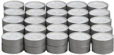 

Skycandle in 50 Pcs Set T-light Candle With 3-4 Hrs Burning Time- White Candle(White, Pack of 50)