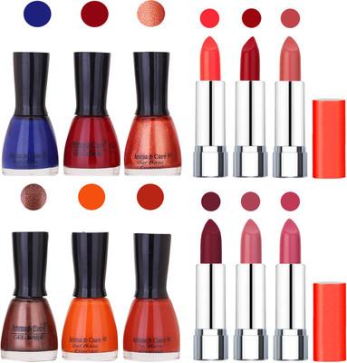 

Aroma Care Wholesale Rate Combo of Nail Polish and Rythm Lipstick 123(Set of 12)