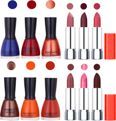 

Aroma Care Wholesale Rate Combo of Nail Polish and Rythm Lipstick 070(Set of 12)