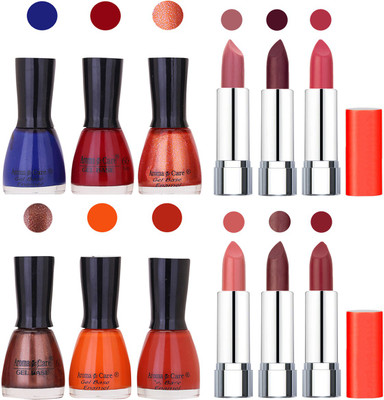 

Aroma Care Wholesale Rate Combo of Nail Polish and Rythm Lipstick 075(Set of 12)