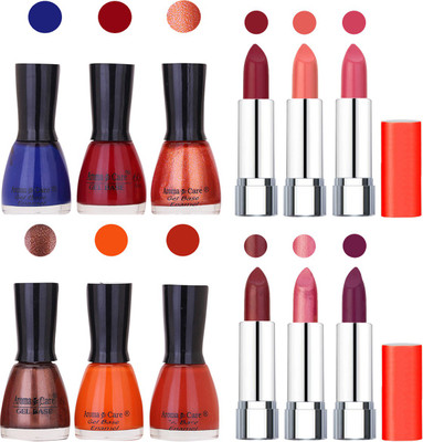 

Aroma Care Wholesale Rate Combo of Nail Polish and Rythm Lipstick 122(Set of 12)