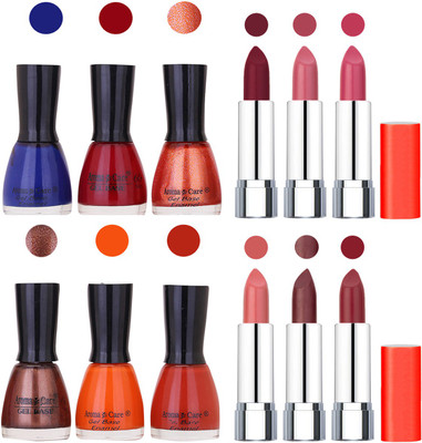 

Aroma Care Wholesale Rate Combo of Nail Polish and Rythm Lipstick 127(Set of 12)