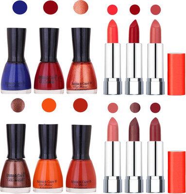 

Aroma Care Wholesale Rate Combo of Nail Polish and Rythm Lipstick 124(Set of 12)