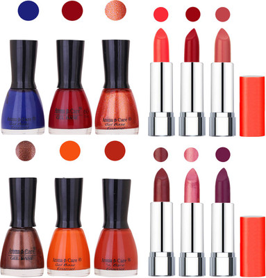 

Aroma Care Wholesale Rate Combo of Nail Polish and Rythm Lipstick 126(Set of 12)