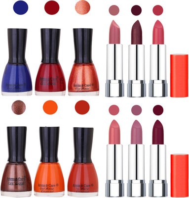 

Aroma Care Wholesale Rate Combo of Nail Polish and Rythm Lipstick 071(Set of 12)