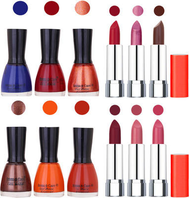 

Aroma Care Wholesale Rate Combo of Nail Polish and Rythm Lipstick 093(Set of 12)