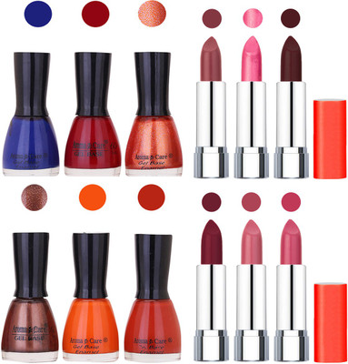 

Aroma Care Wholesale Rate Combo of Nail Polish and Rythm Lipstick 108(Set of 12)