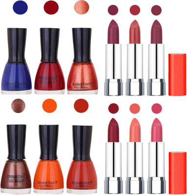 Aroma Care Wholesale Rate Combo of Nail Polish and Rythm Lipstick 099(Set of 12)