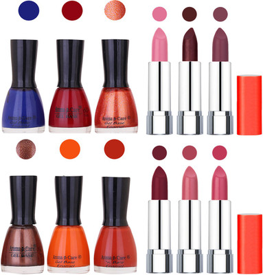 

Aroma Care Wholesale Rate Combo of Nail Polish and Rythm Lipstick 084(Set of 12)