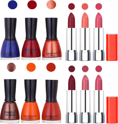 

Aroma Care Wholesale Rate Combo of Nail Polish and Rythm Lipstick 119(Set of 12)