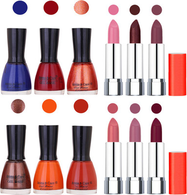 

Aroma Care Wholesale Rate Combo of Nail Polish and Rythm Lipstick 081(Set of 12)