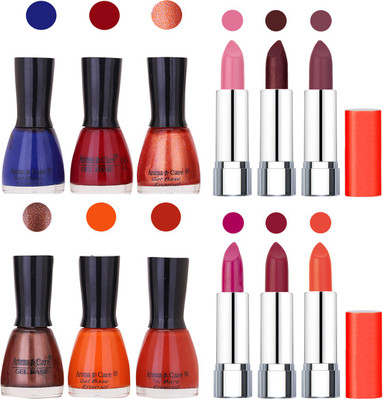 

Aroma Care Wholesale Rate Combo of Nail Polish and Rythm Lipstick 086(Set of 12)