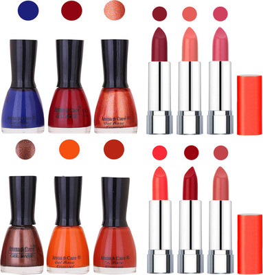 

Aroma Care Wholesale Rate Combo of Nail Polish and Rythm Lipstick 118(Set of 12)